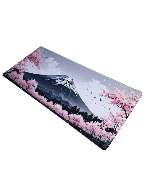 Fuji Blossom muismat met berglandschap en roze kersenbloesems – extra groot formaat